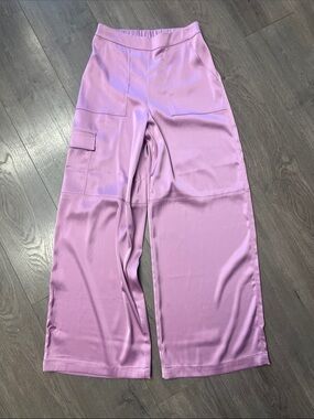 House of Harlow 1960 Pink Satin Wide-Leg Trousers